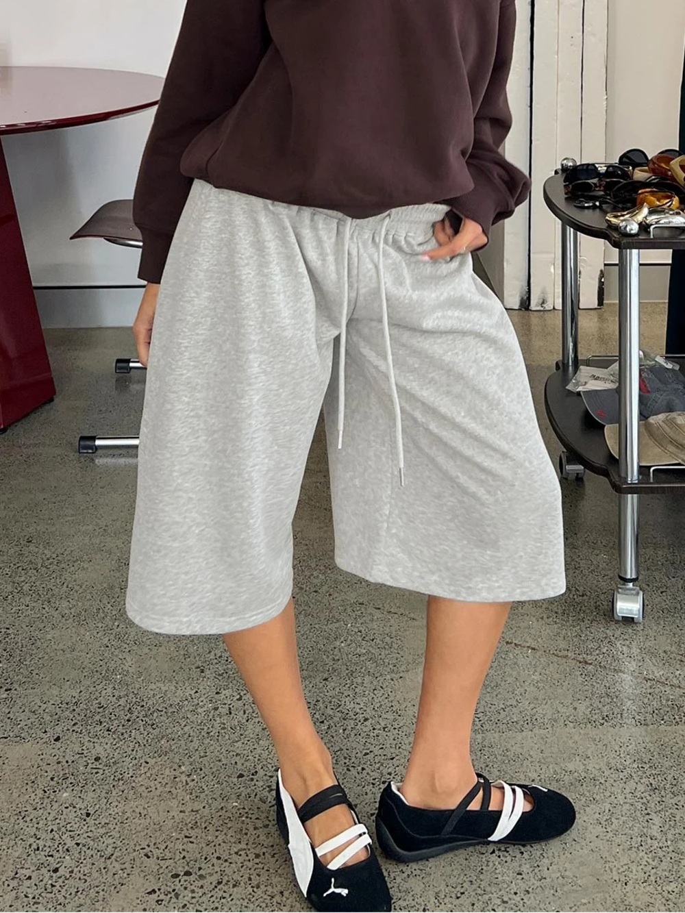 Princess Polly Princess Polly Nikko Longline Fleece Shorts Grey Marle